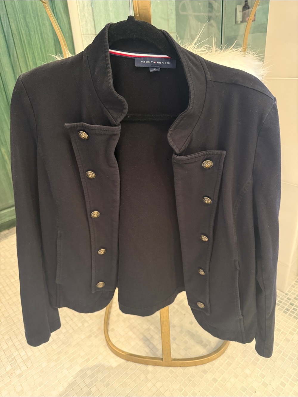 Tommy Hilfiger Black Military-Inspired Button Front Blazer